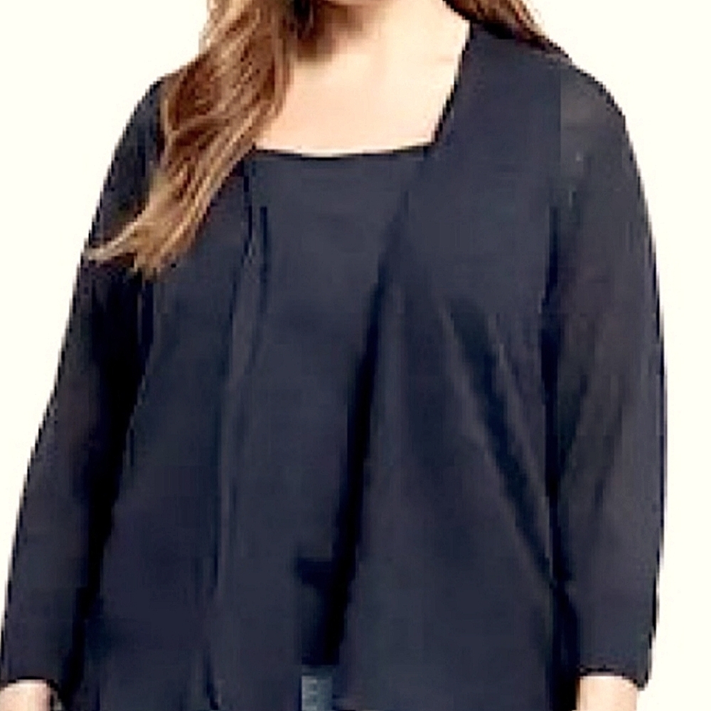 New Tadashi Shoji Open Cardigan Black Mother Of Bride Sheer Evening Wedding MOB